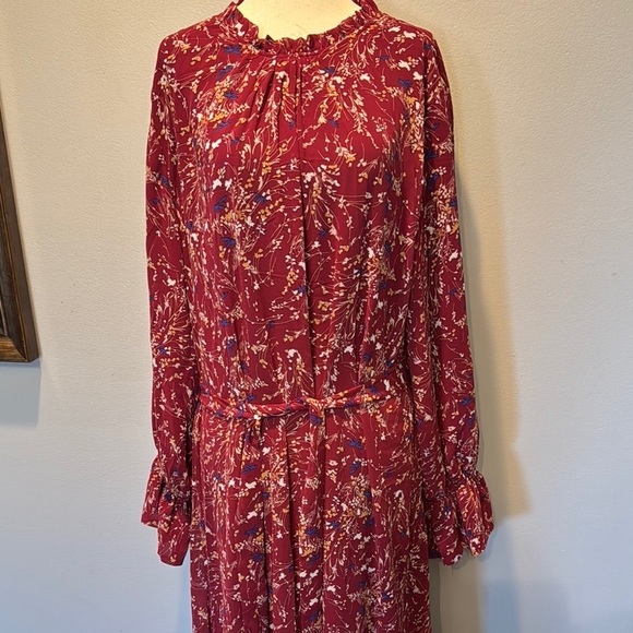 Elegant polyester Floral Long Sleeve floor length maxi Dress NWT XL - Picture 2 of 16